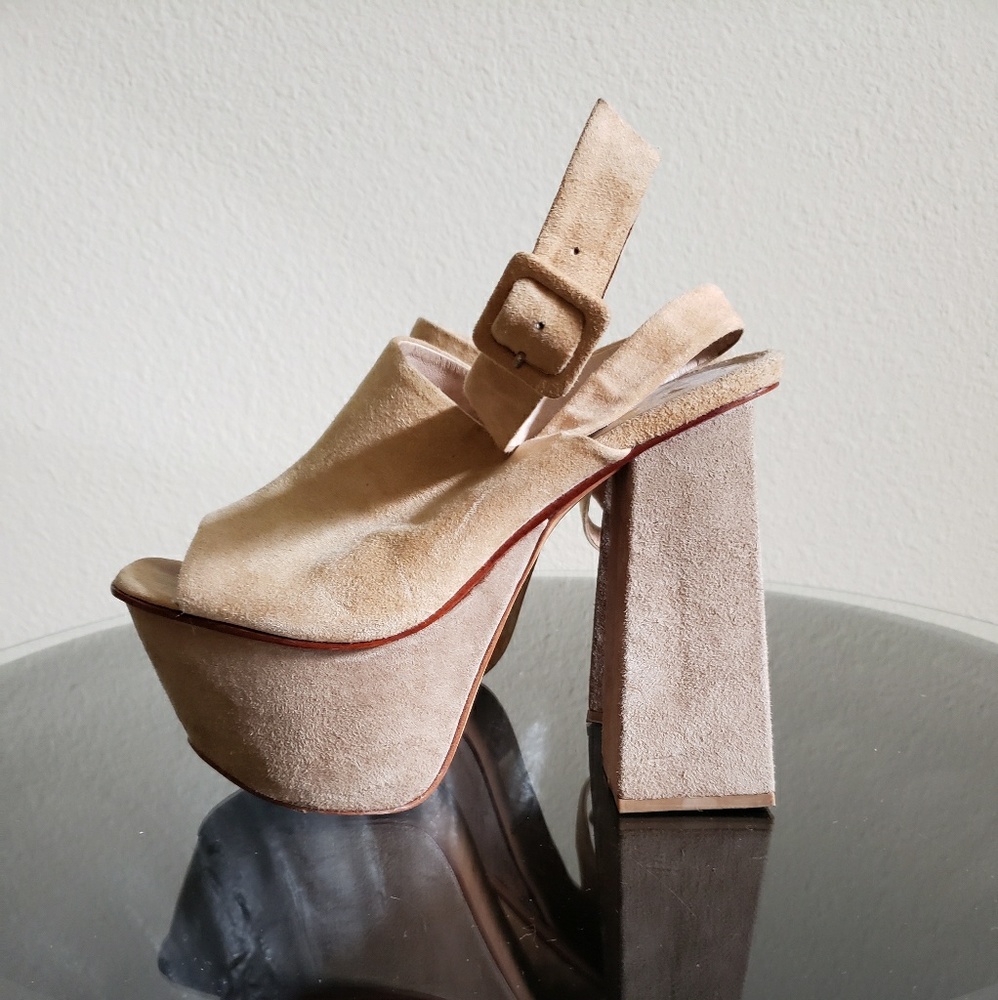 Chunky suede platform heels